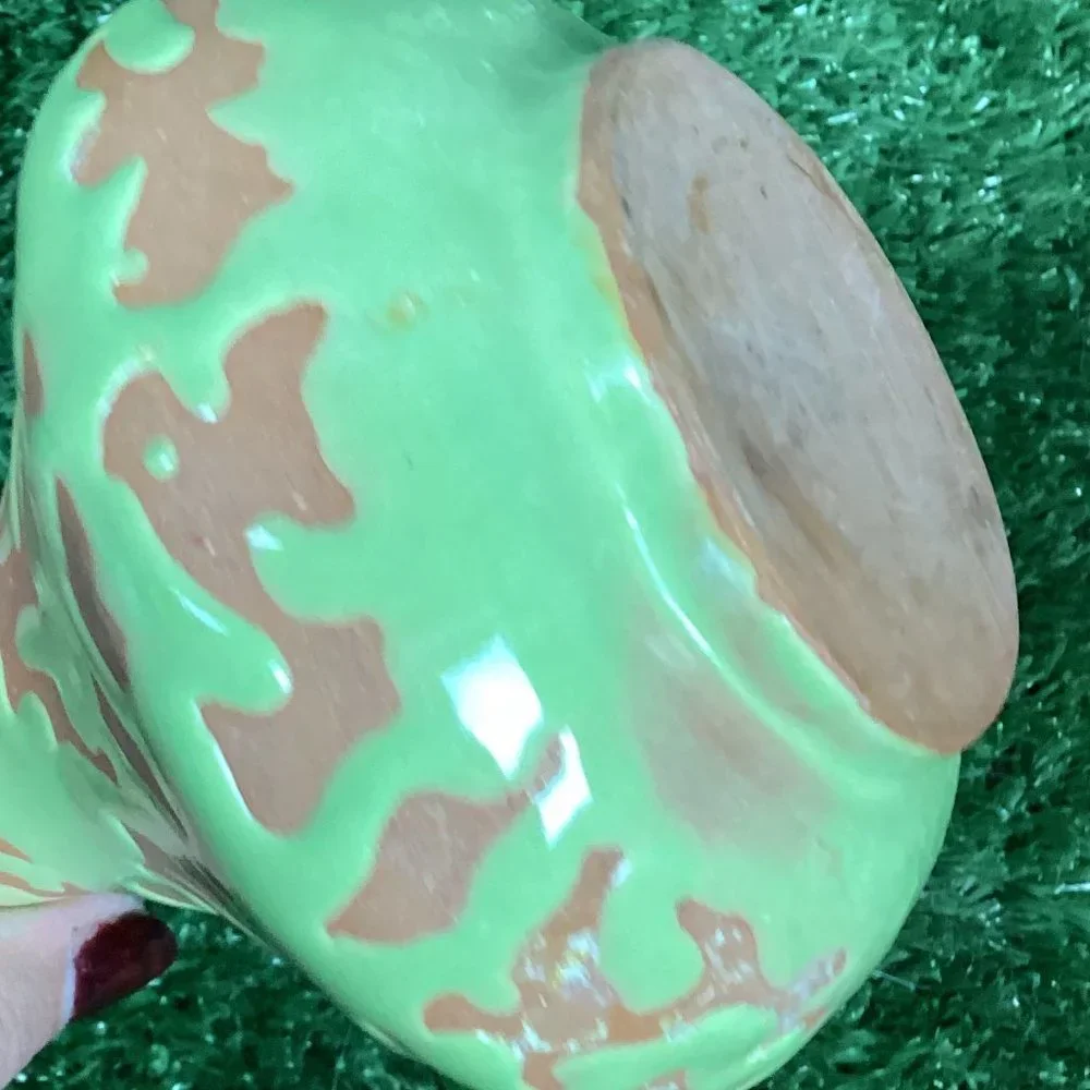 Vintage Bud Vase Green Drip Glaze